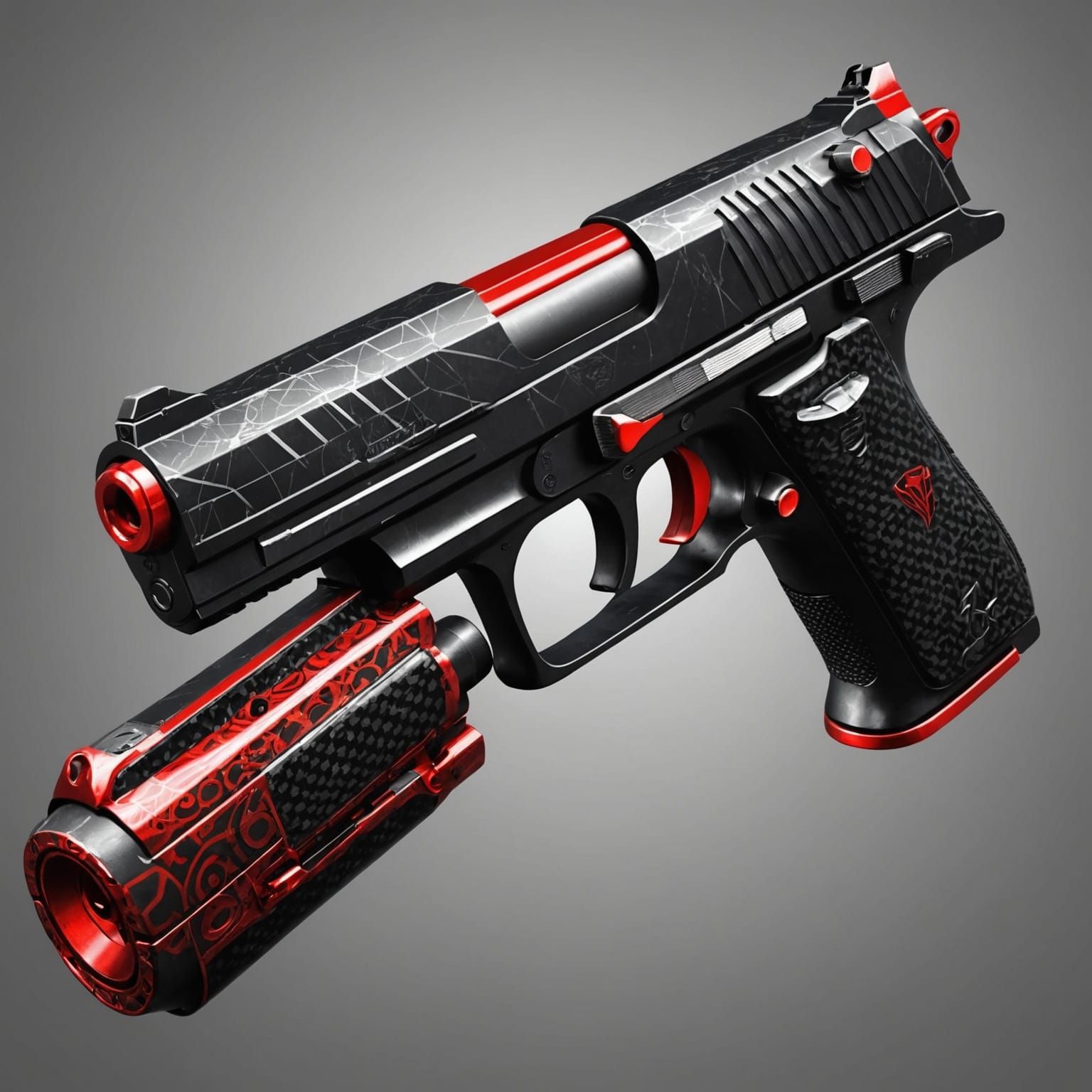 Desert Eagle with Devilish Design, Matte Painting