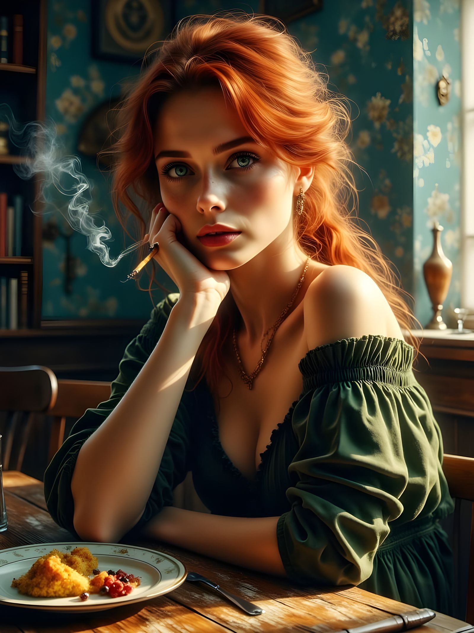 Cinematic Portrait of a Contemplative Woman