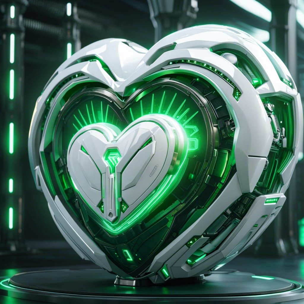 Futuristic Sci-Fi Green Heart Storage in 8K