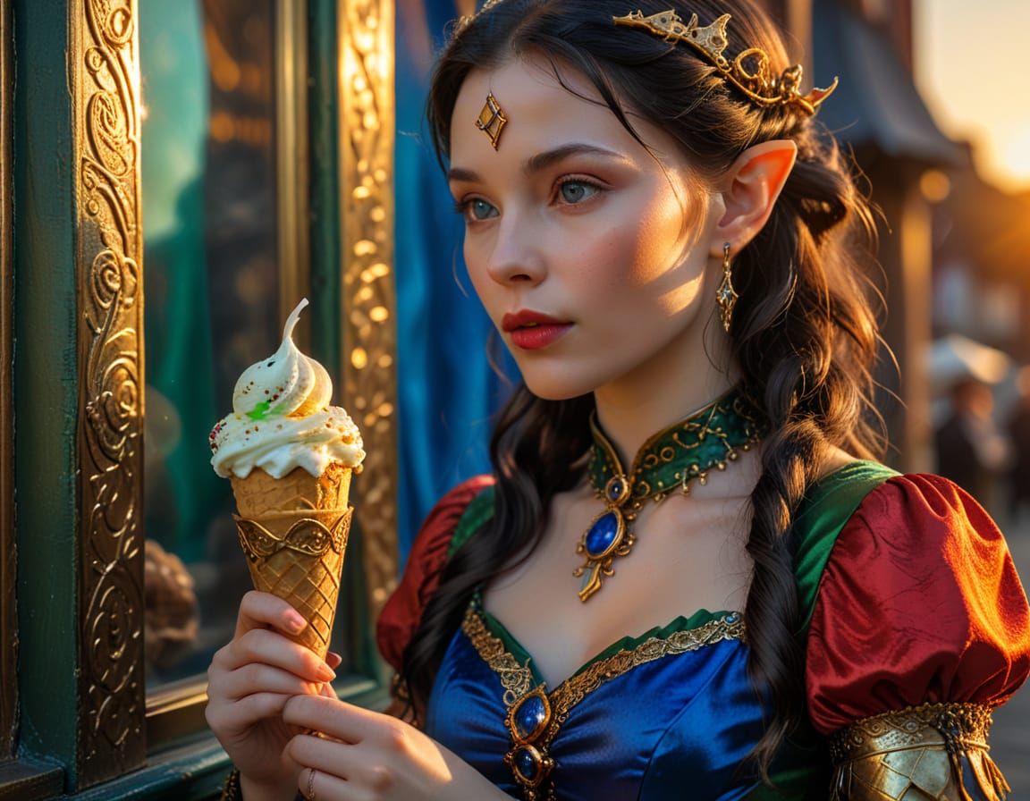 Steampunk Elf with Duck and Ice Cream
