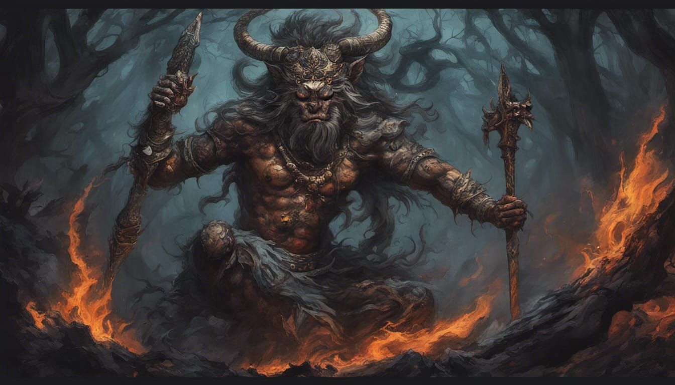 Fierce Yaksha Guardian Spirit in Anime Style