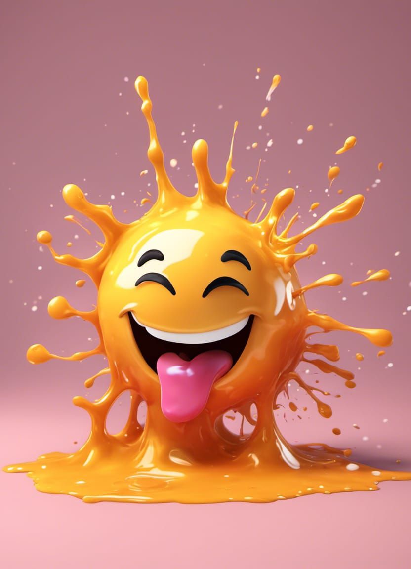 Glowing 3D Sneezing Emoji Splash Art
