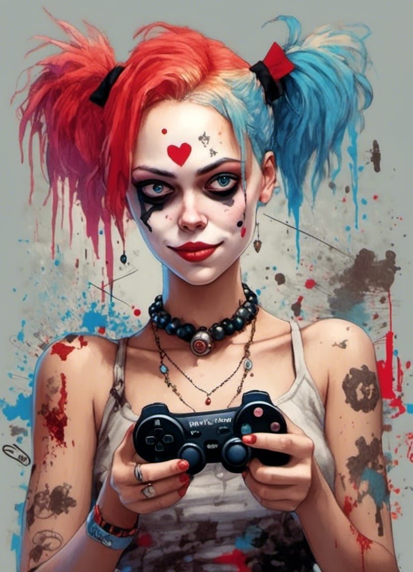Playing a game Harley Quinn with my face