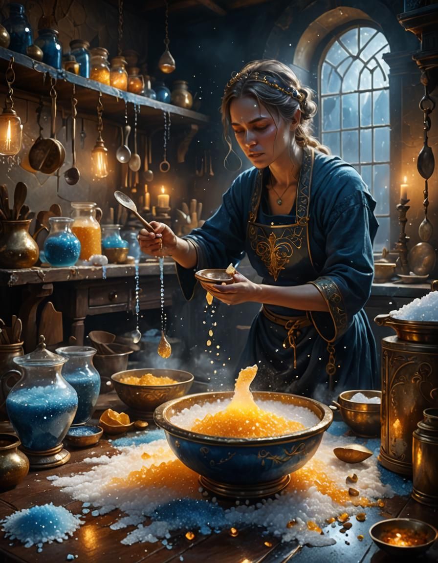 Mystical Personification of Spilled Salt in Kitchen