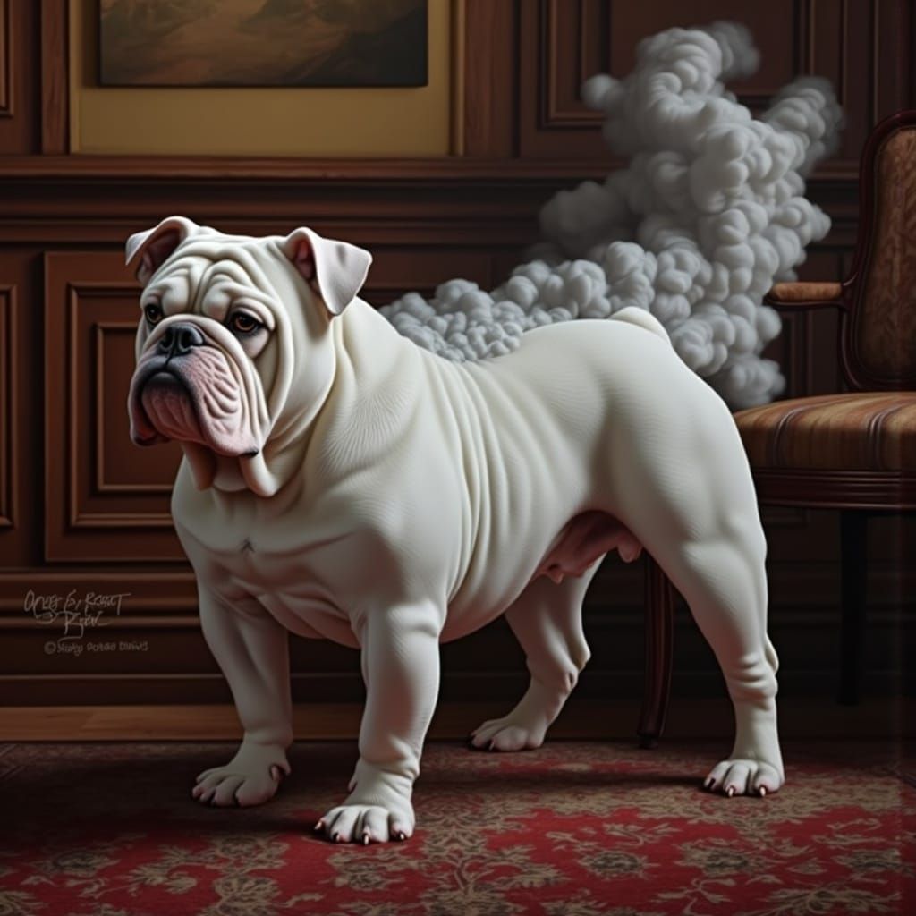 English Bulldog passing gas