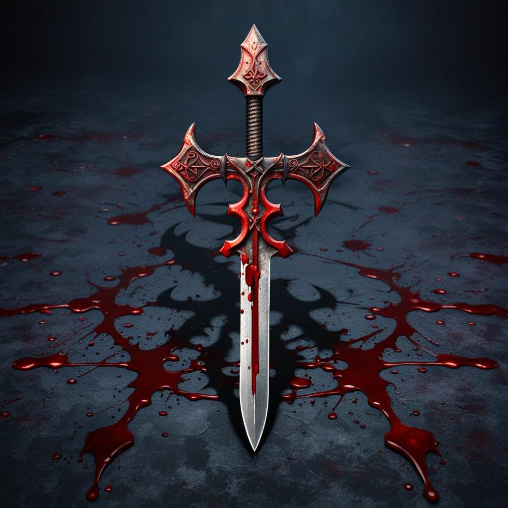 Crossed Daggers Symbol with Blood Stains