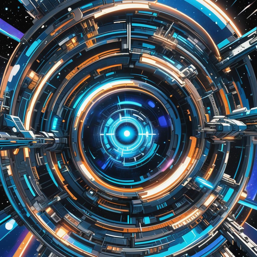 Manga Style Warp Drive with Glowing Energy