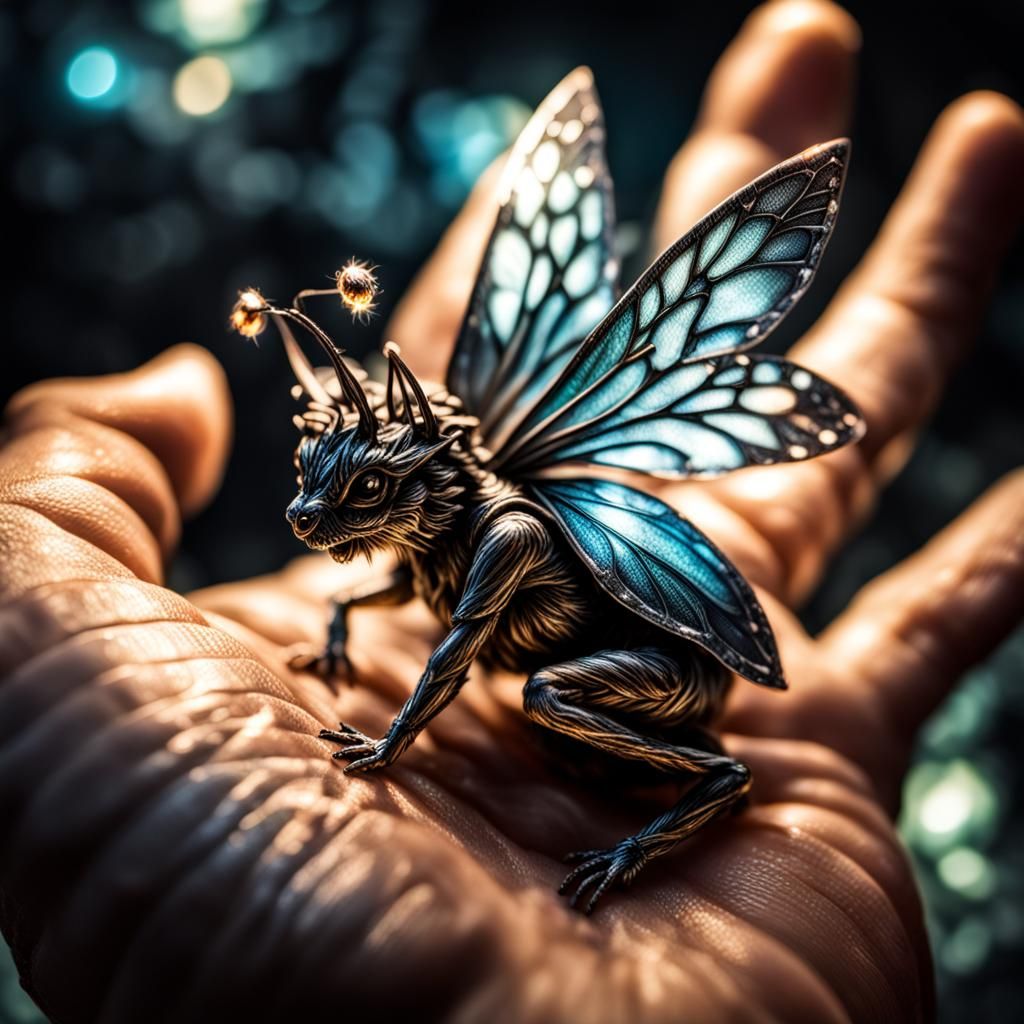 Glowing Fairy in Hand: Hyperrealistic Image
