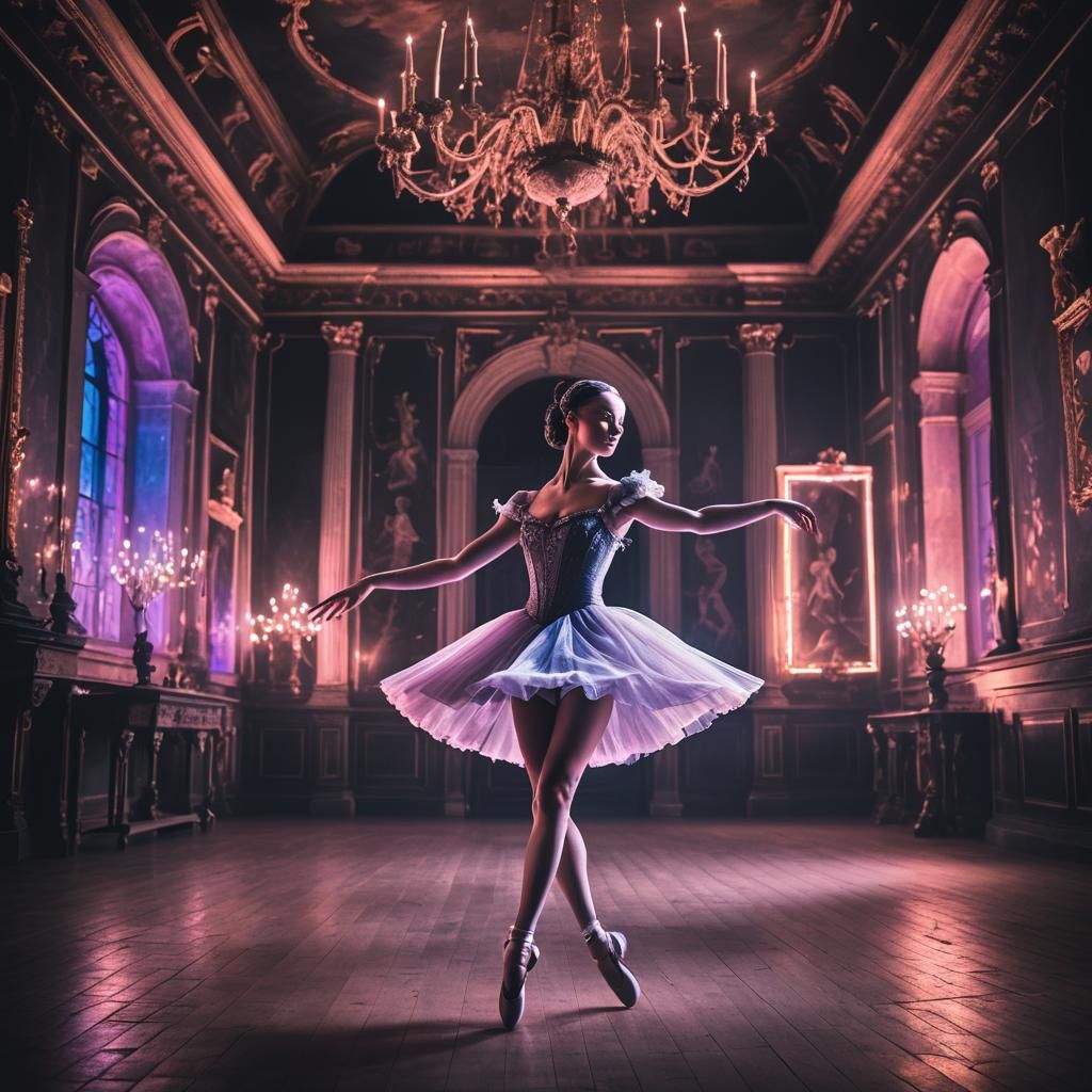 Neon Ballerina Dances in Czech Castle