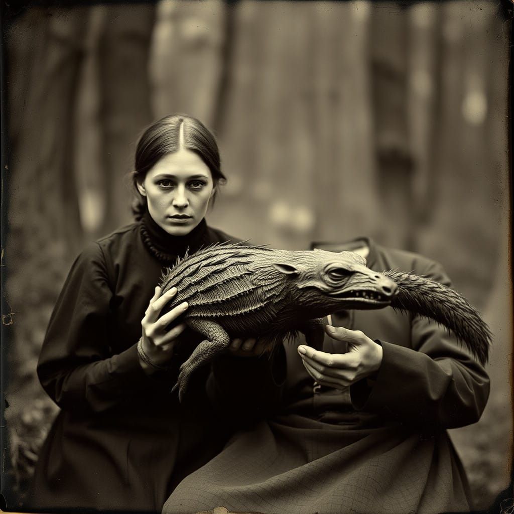 Gritty Forest Portrait of a Woman and Her Mysterious Reptili...