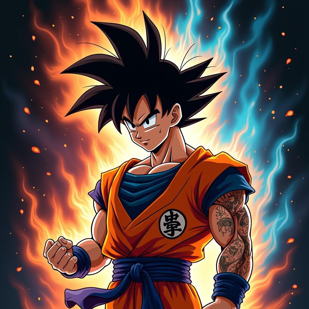 Dragon Ball Z Tattoo Design with Vibrant Anime Style