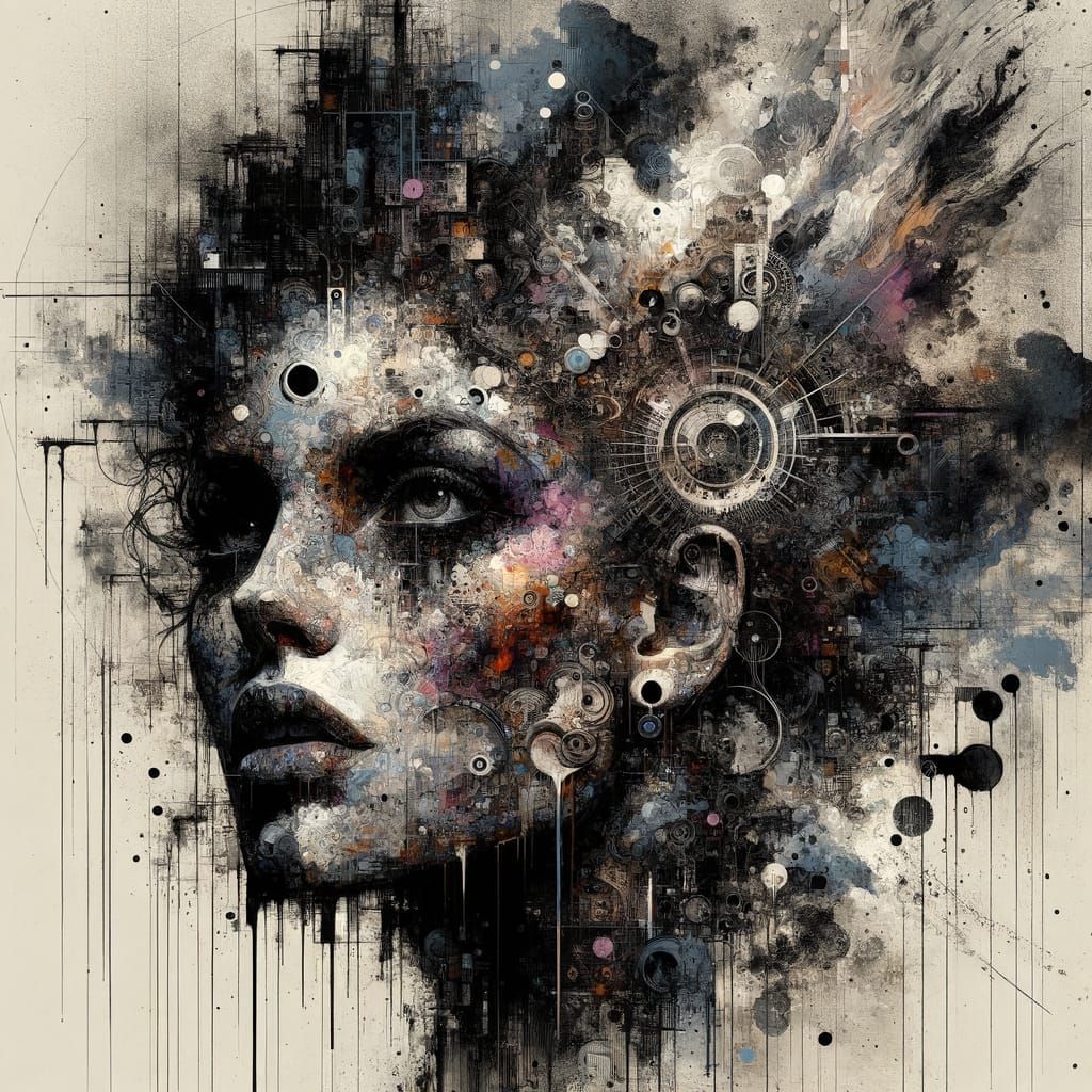 Hypermaximalist Portrait of a Free Woman in Urbanpunk Style