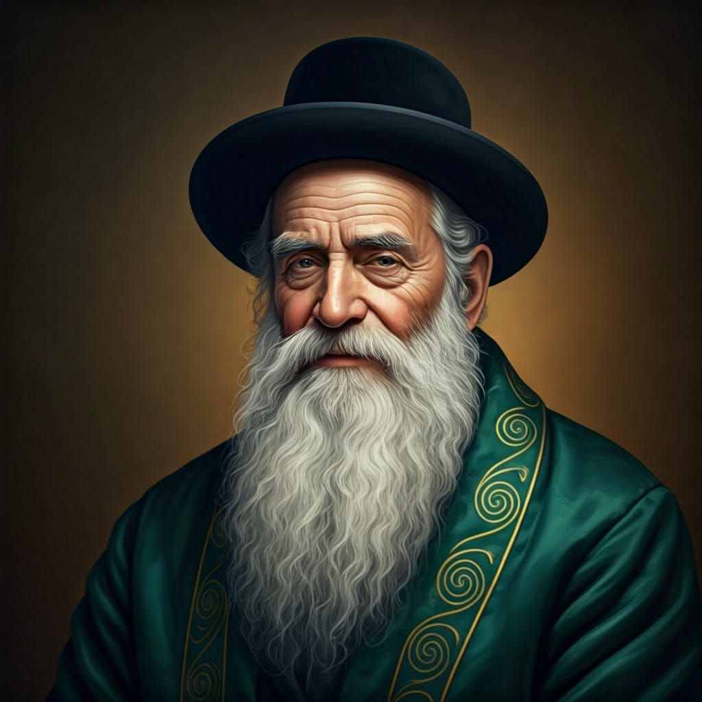 Serene Hasidic Rabbi in Golden Light