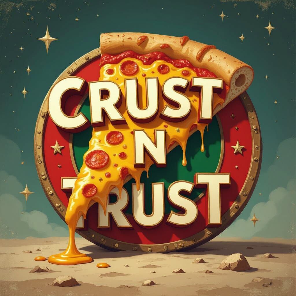 Crust N Trust Pizza Logo with Bold Slice