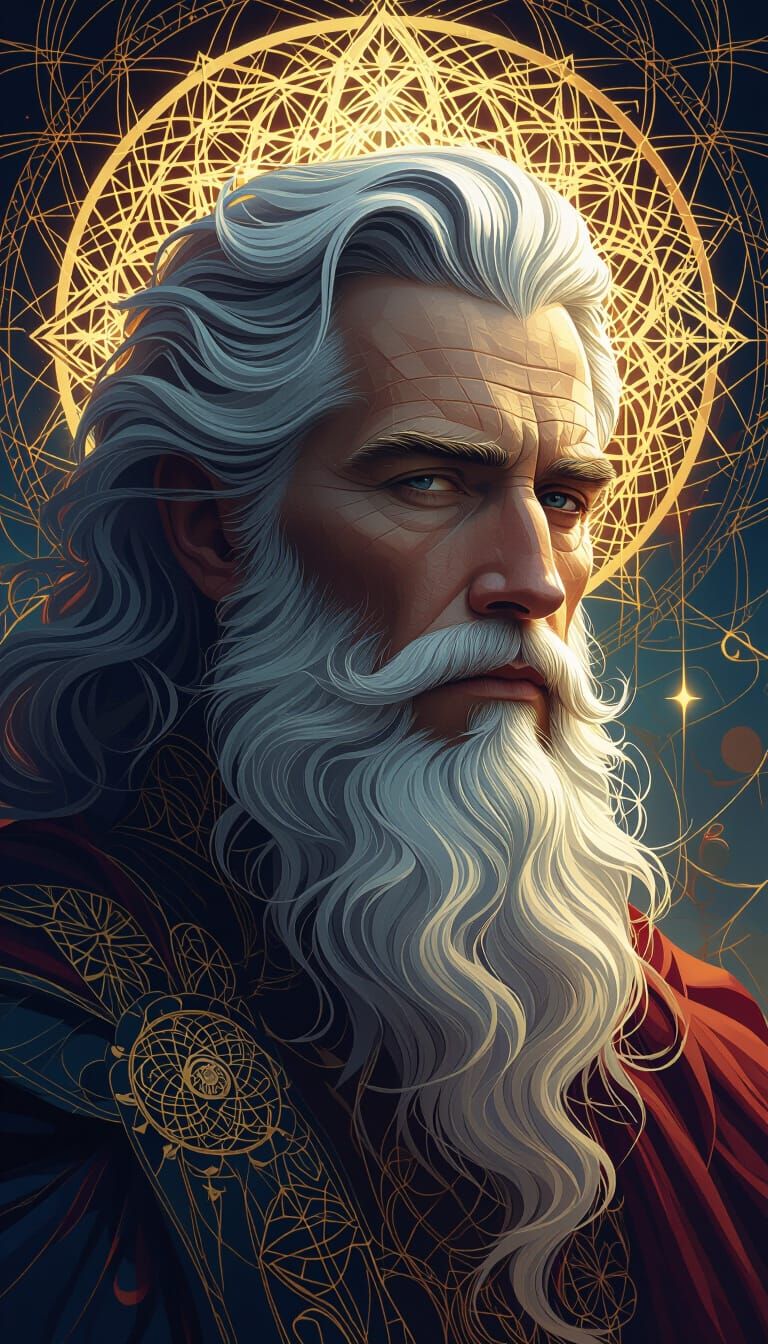 Spiritual Male Figure with Sacred Geometry in Surreal Gay Ar...