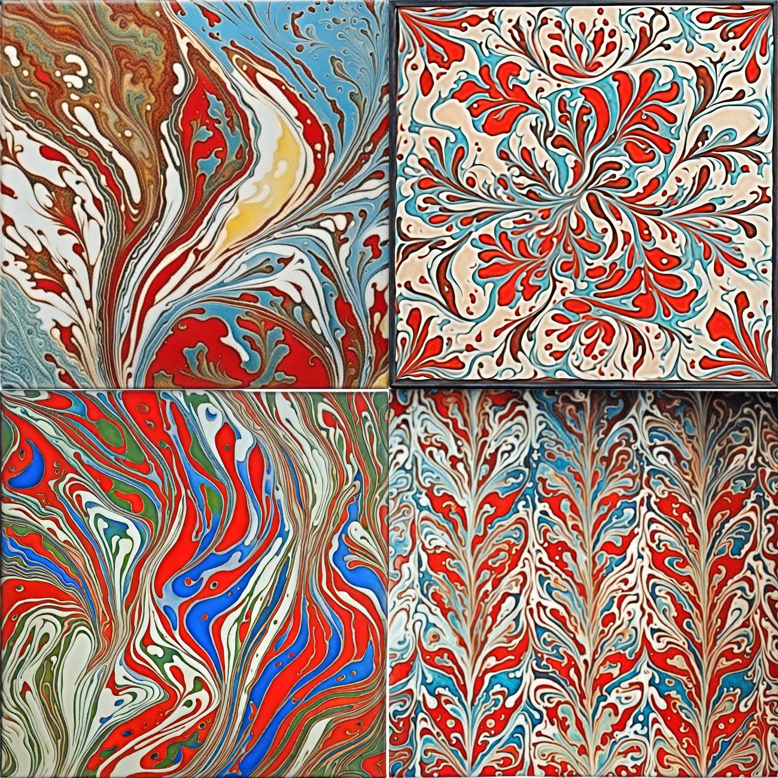 Elegant Ebru Art: Flowing Colors and Patterns