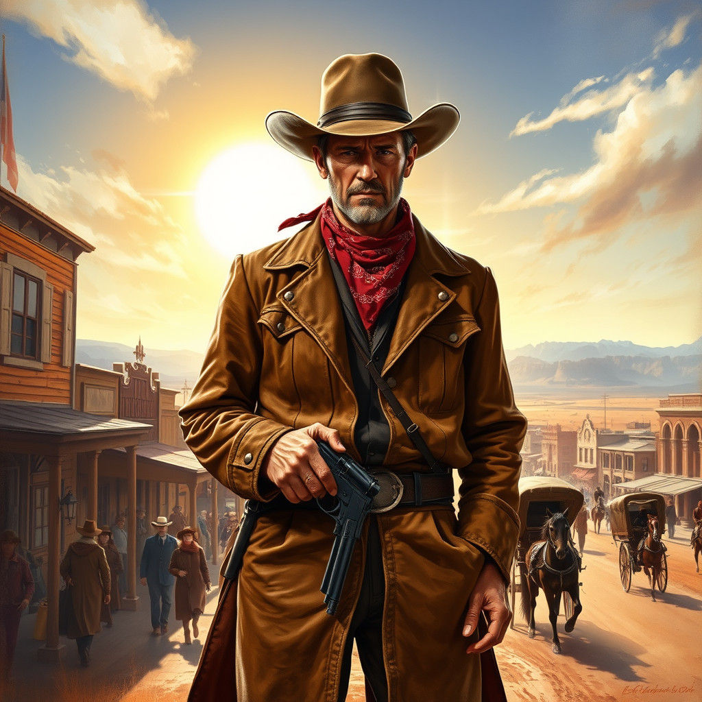 Old West Gunslinger in Classic Western Art Style