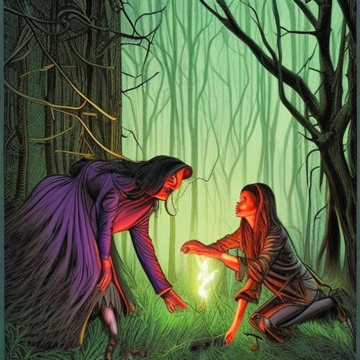 Witches in Firefly Forest: Comic Book Art
