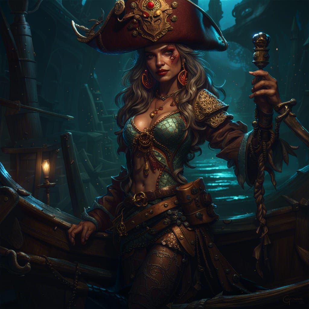 Pirate Mermaid in Dark Fantasy Style