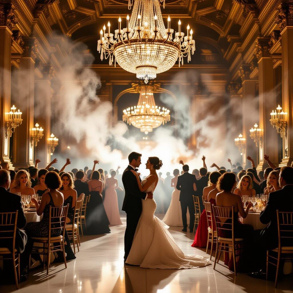 Luxurious Ballroom Scene in Art Nouveau Style