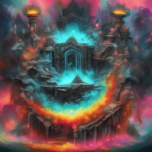 Ancient Candle Flickers in Dark Fantasy Chamber