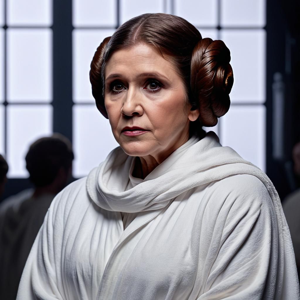 Photorealistic Princess Leia Portrait in Soft Light