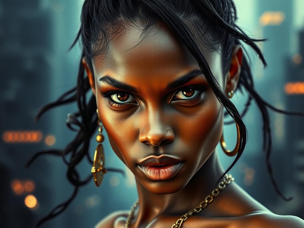 Futuristic Boudicca: A Warrior Woman in Urban Cyberpunk Styl...