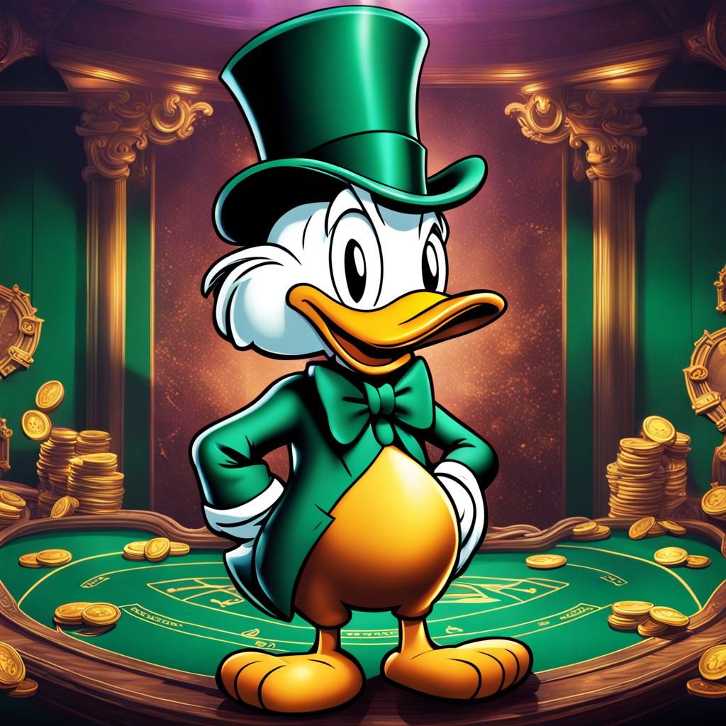 Scrooge McDuck Casino Logo in Hyperrealistic Style