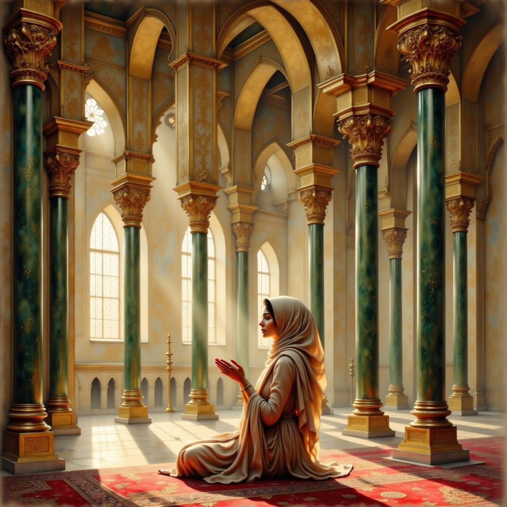 Muslim Woman in Du'a at Al-Masjid an-Nabawi