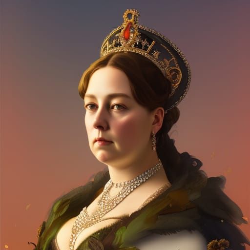 Queen Victoria Portrait in Art Nouveau Style