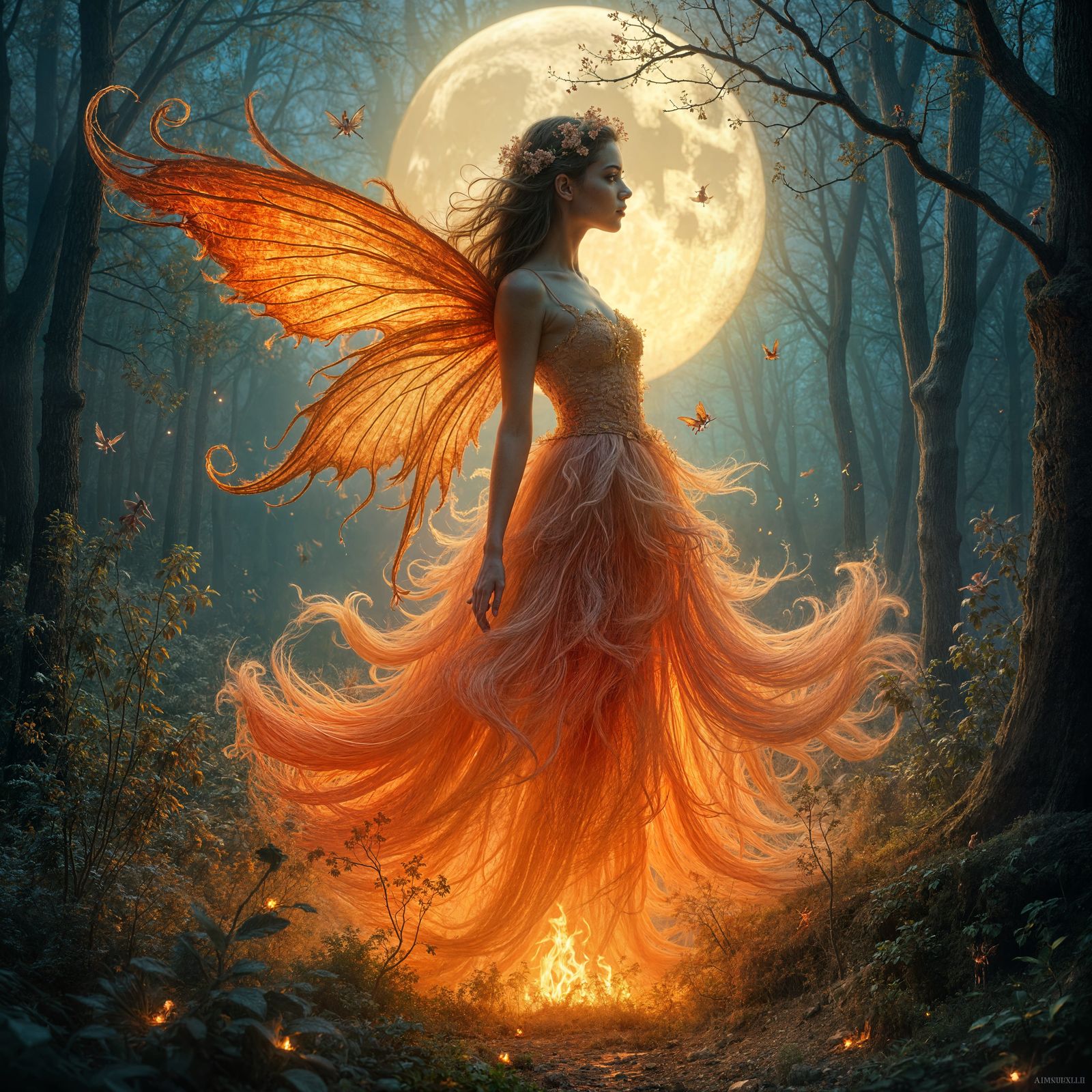 Enchanting Fire Fairy Digital Art