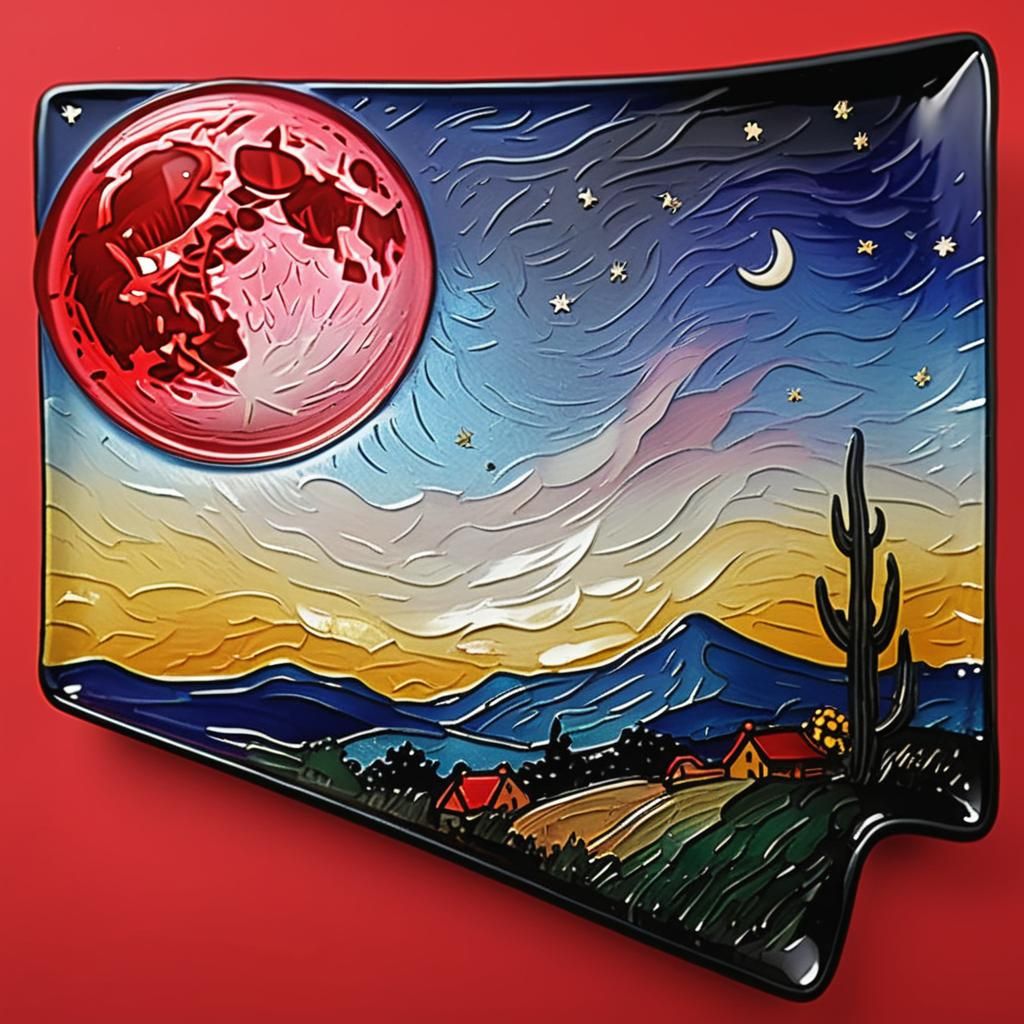 Harvest Moon Landscape in Starry Night Style