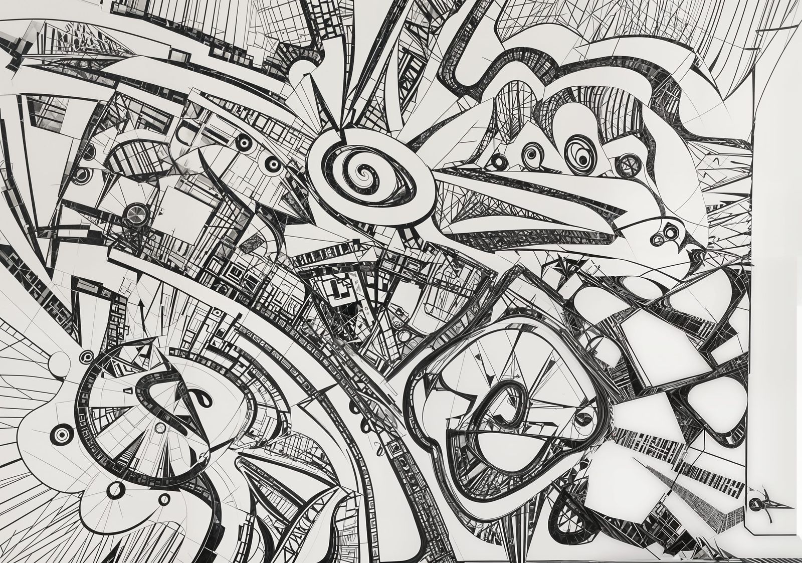 Geometric Cubist Painting with Art Deco Influence