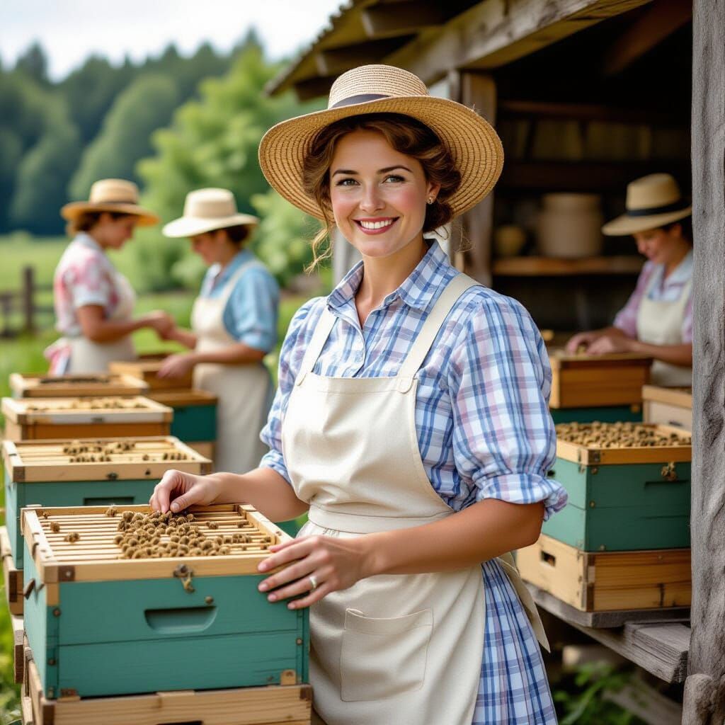 1903 Beekeeper in Calico Dress, Potter Style
