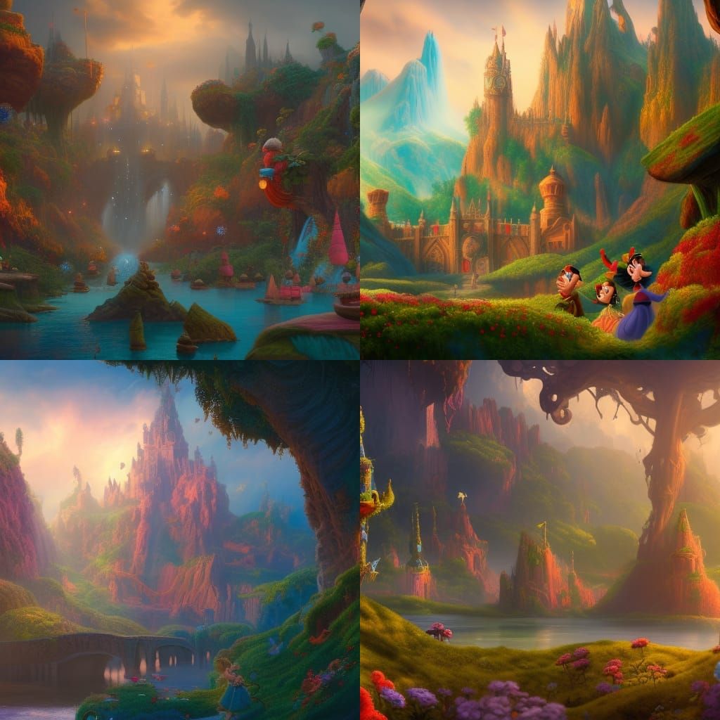 Disney Character Reunion: Joyous Fantasy Art