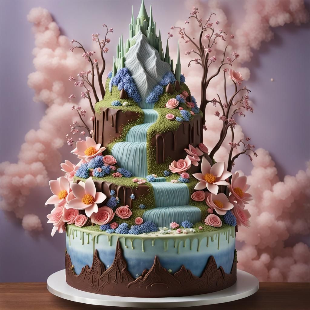 Hyperrealistic Cake Sculpture: Enchanted Garden