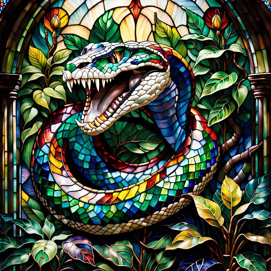 Stained Glass Boa Snake in Amazon Rainforest