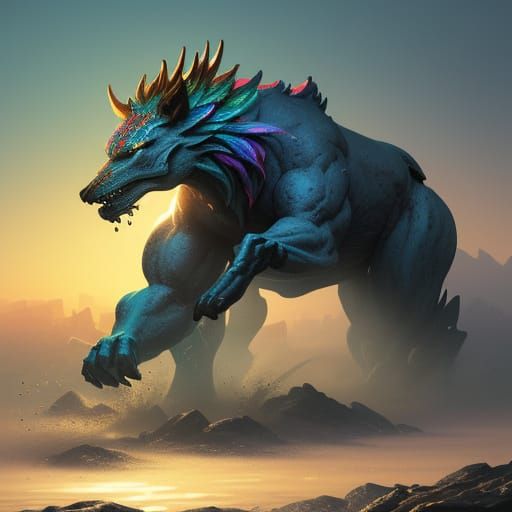 Figure in Fog: Hyperrealistic Splash Art