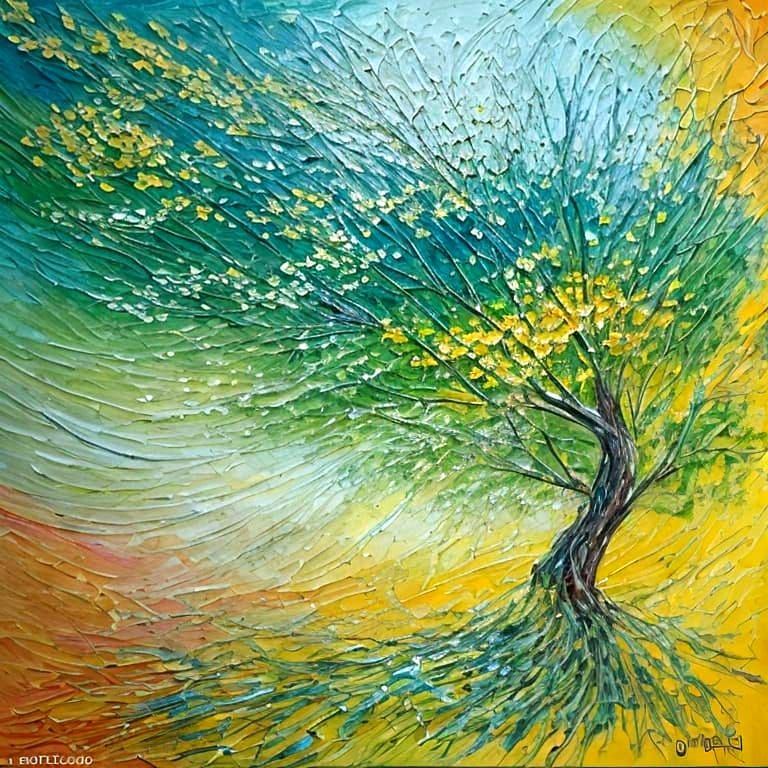 Vibrant Neo-Impressionist Oil Painting with Thick Textured P...