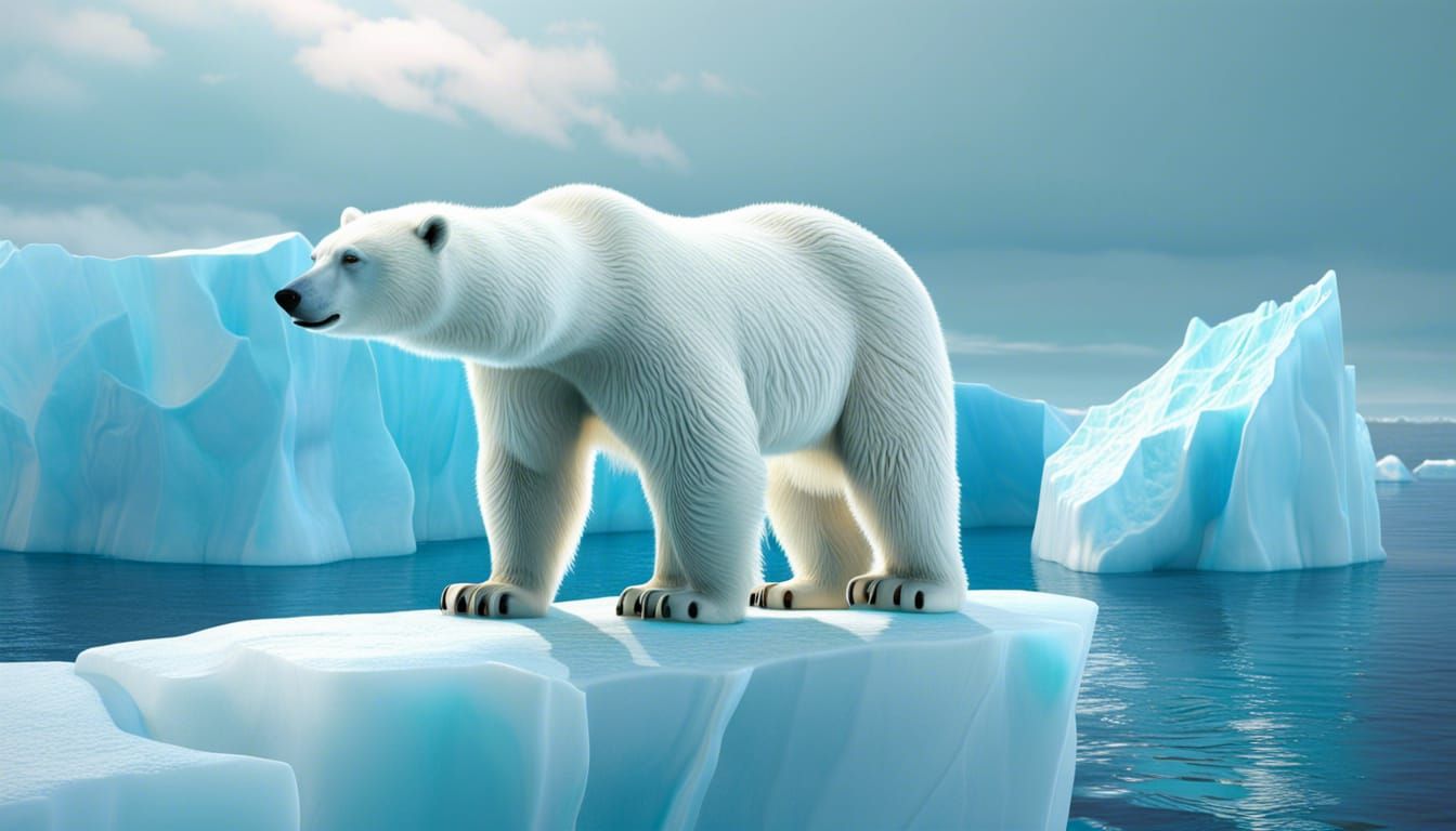 Detailed Polar Bear on Iceberg in 8k