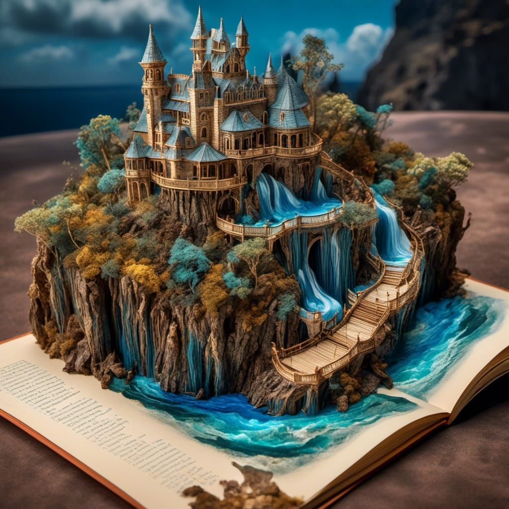 Steampunk Castle Pop-Up Book Illustration