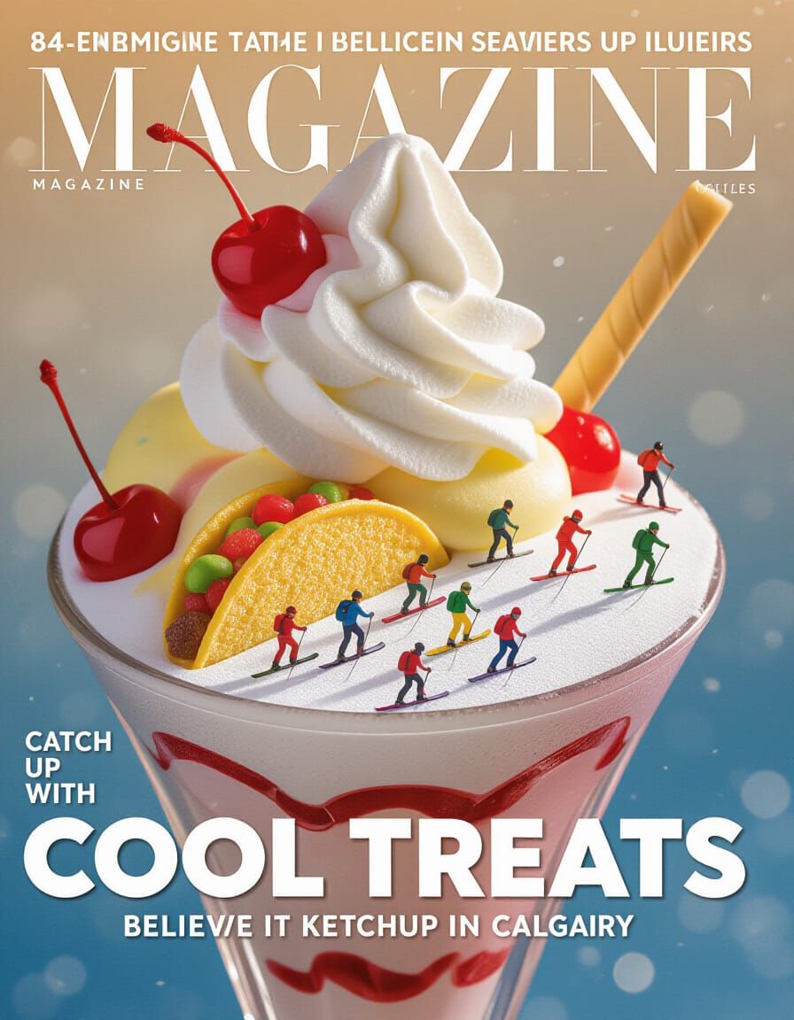 Ice Cream Sundae Magazine Cover in Macro Detail
