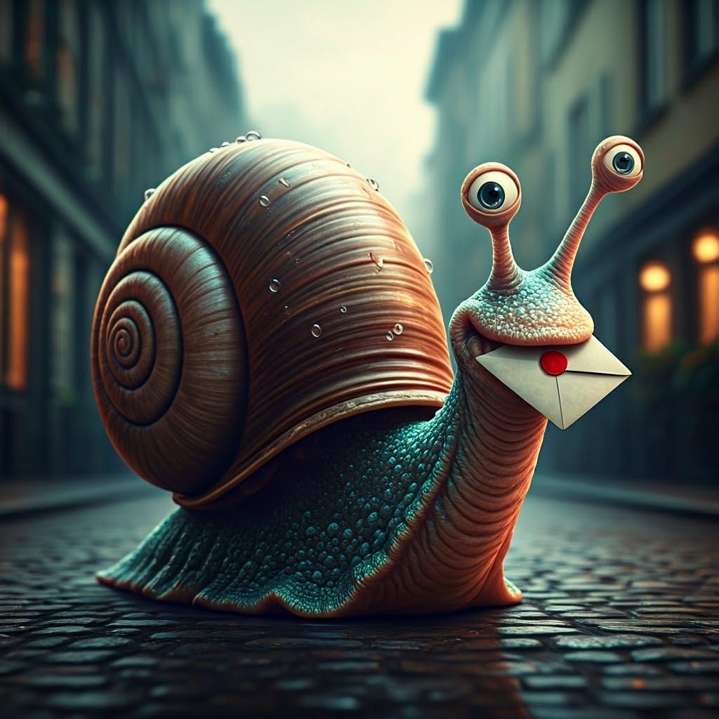 Slimey Santa Snail Delivering Mail