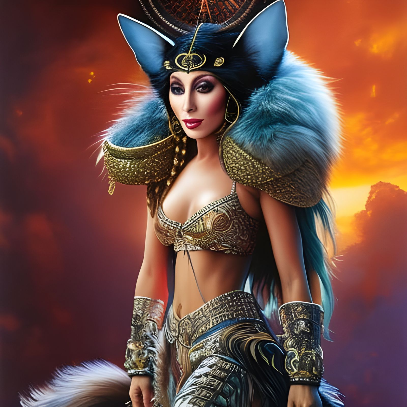 Cher as Cat Dreamily Gazing into Space