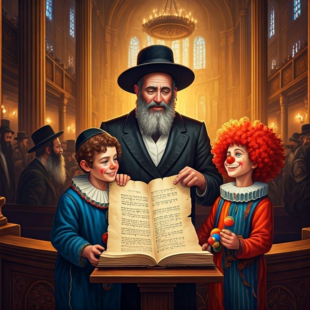 Heartwarming Family Scene in Traditional Hasidic Attire