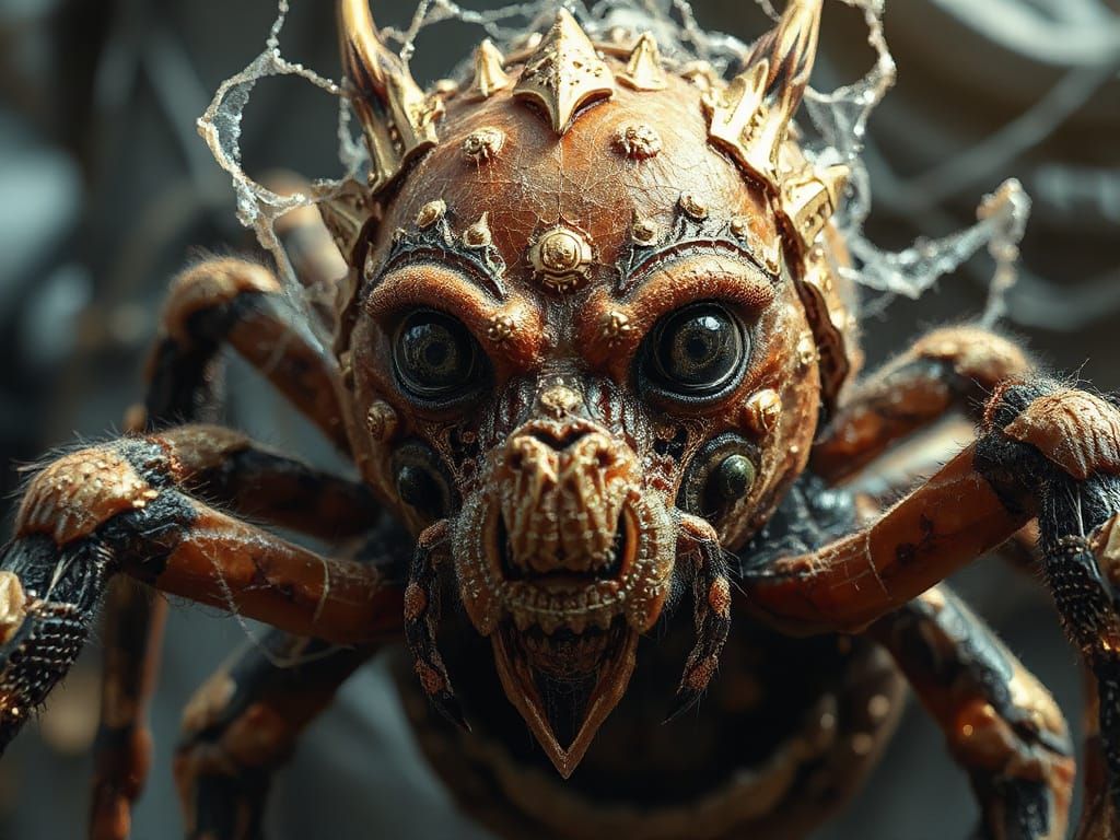 Fantastical Spiderweb Creature Portrait in Hyper-Realistic S...