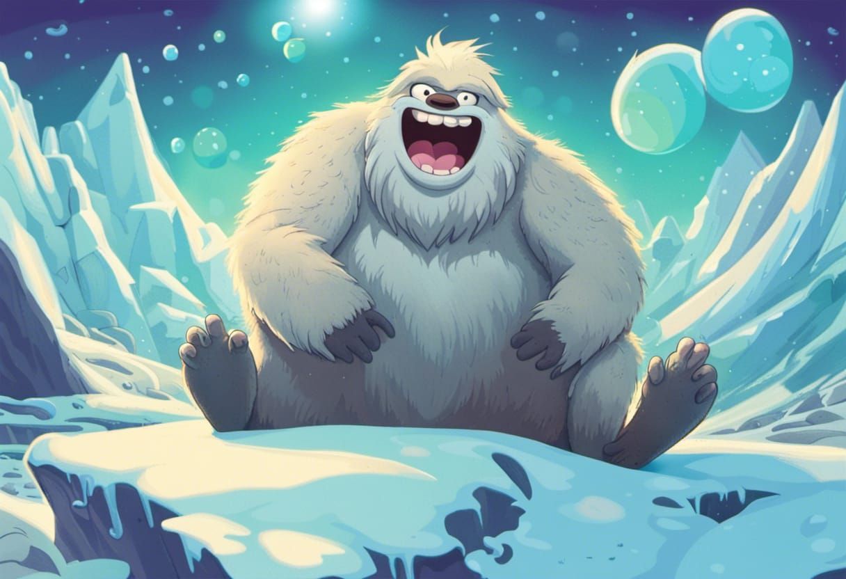 Smiling Yeti Snowball Fight in Adventure Time Style
