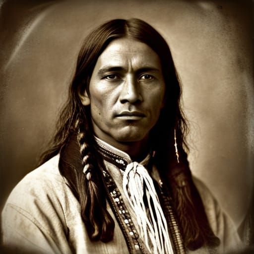 Cherokee Man Portrait in Western Style