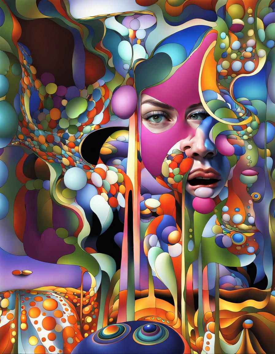 Abstract Fractal Painting with Geometric Patterns