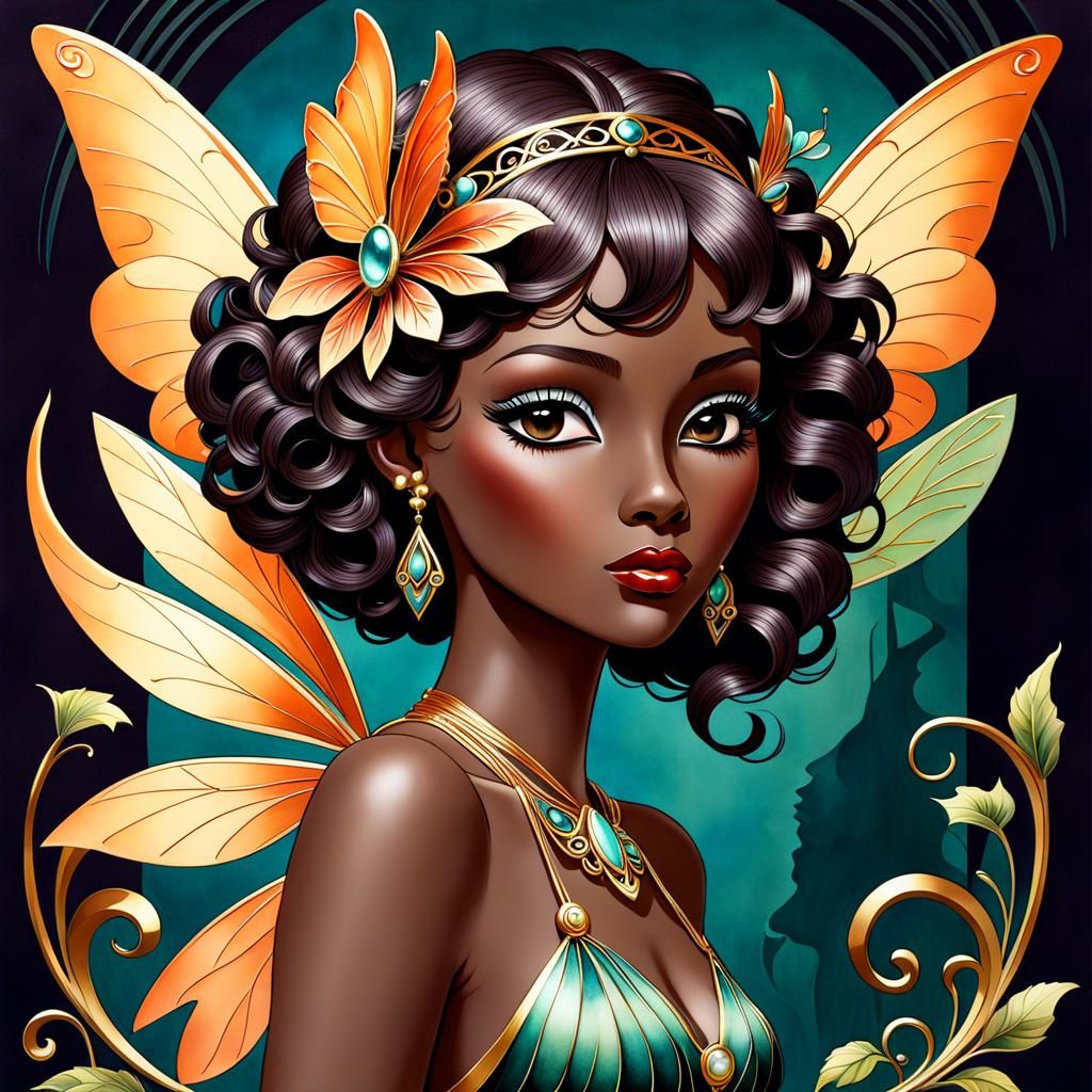 Art Deco Fairy with Art Nouveau Embellishments